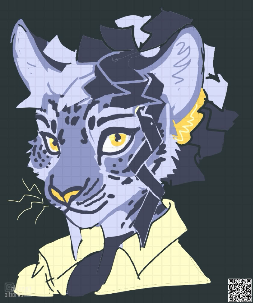 Flat head draft artwork of an anthro character with subject